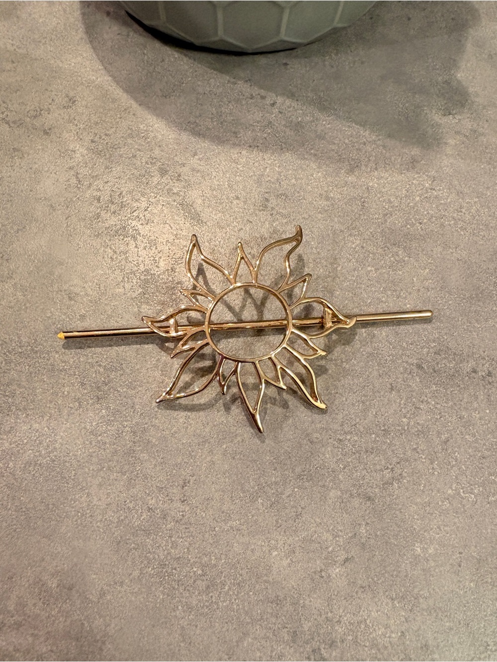 Sunflower Metal Hair Slide - Gold Tone